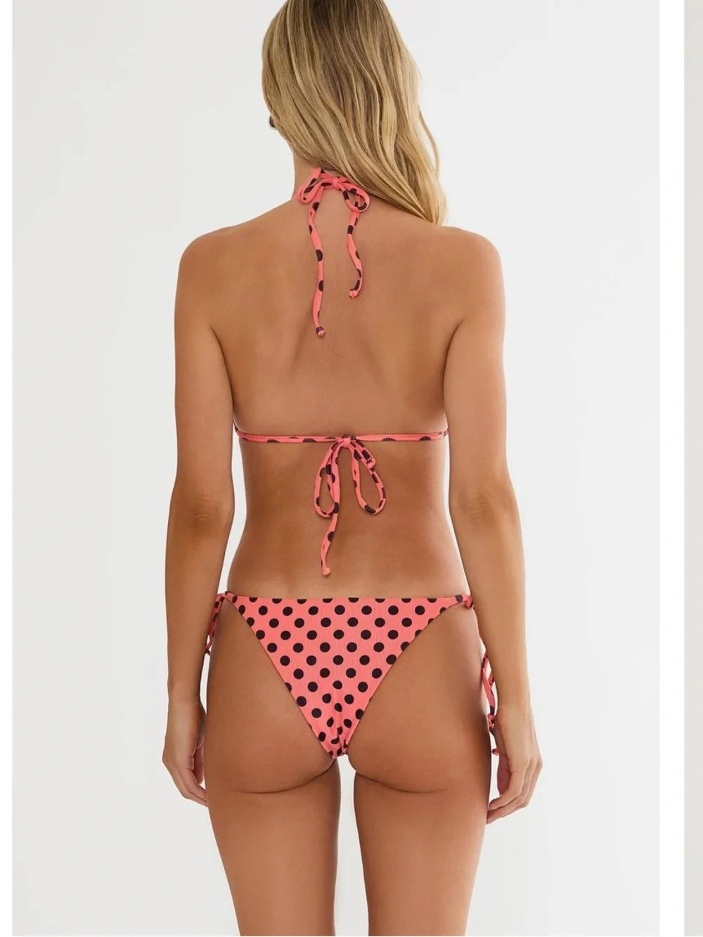 Beach Riot Winona Top and Soleil Bottom Set in Peachberry Dot Size XS NWT